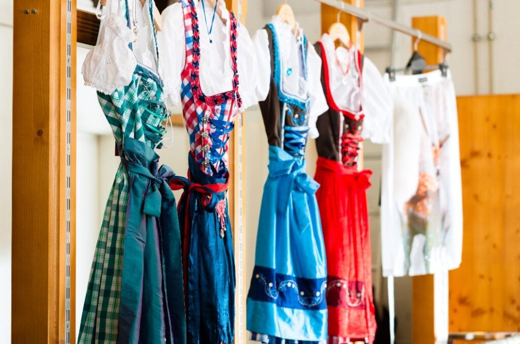 Traditional clothes - Tracht or dirndl in a shop